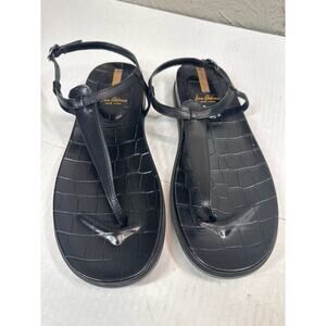 Sam Edelman Naomi Black Slip On Open Toe Adjustable Ankle Straps Sandals Sz 7.5